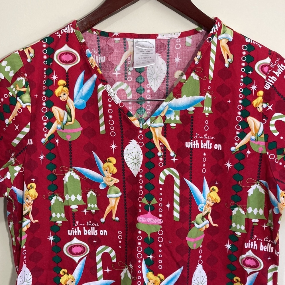 Disney Tinkerbell Women’s Scrub Top Size XS - Picture 2 of 6